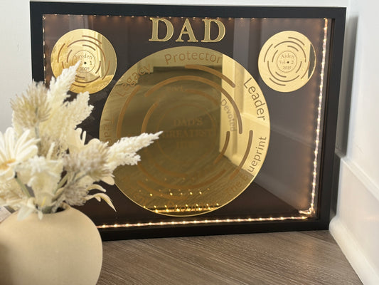 Dad's Greatest Hits| Custom Father's Day Gift | LED Shadow Box Edition